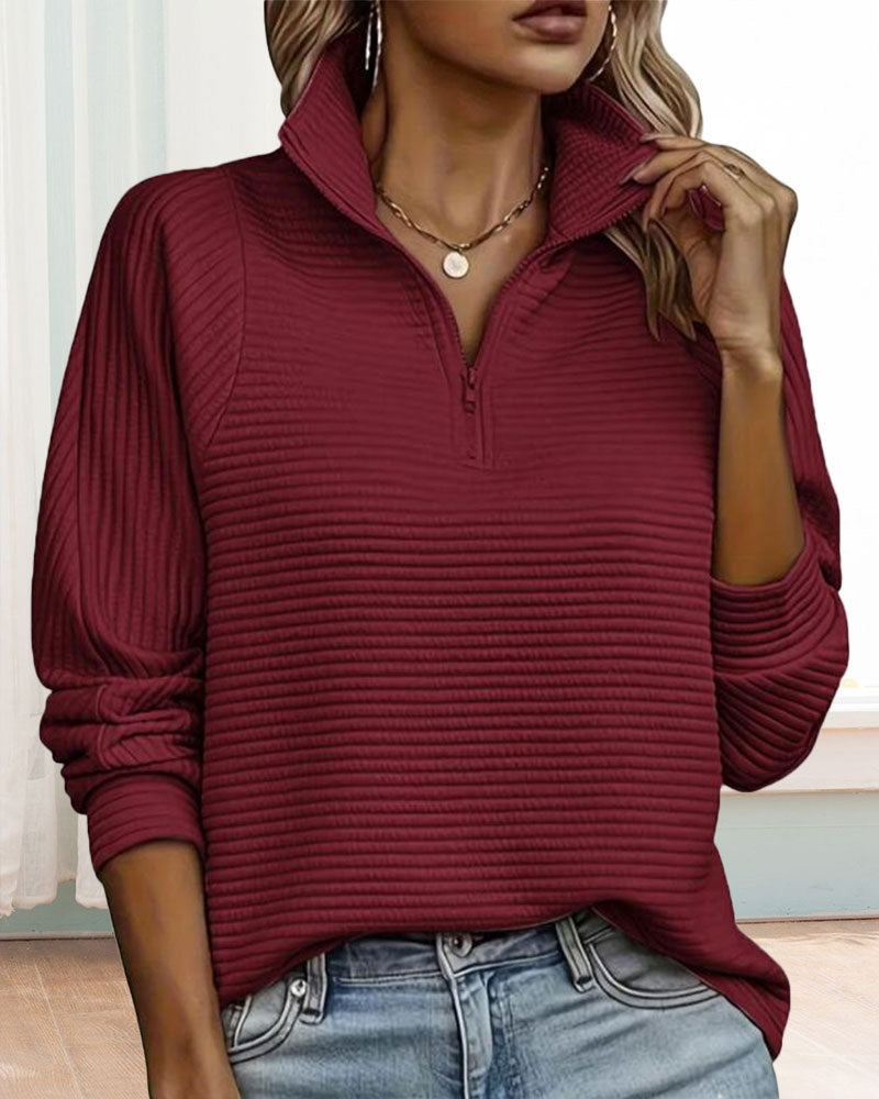 Hoodie Met Eenvoudige Kleur En Zip-up Ontwerp