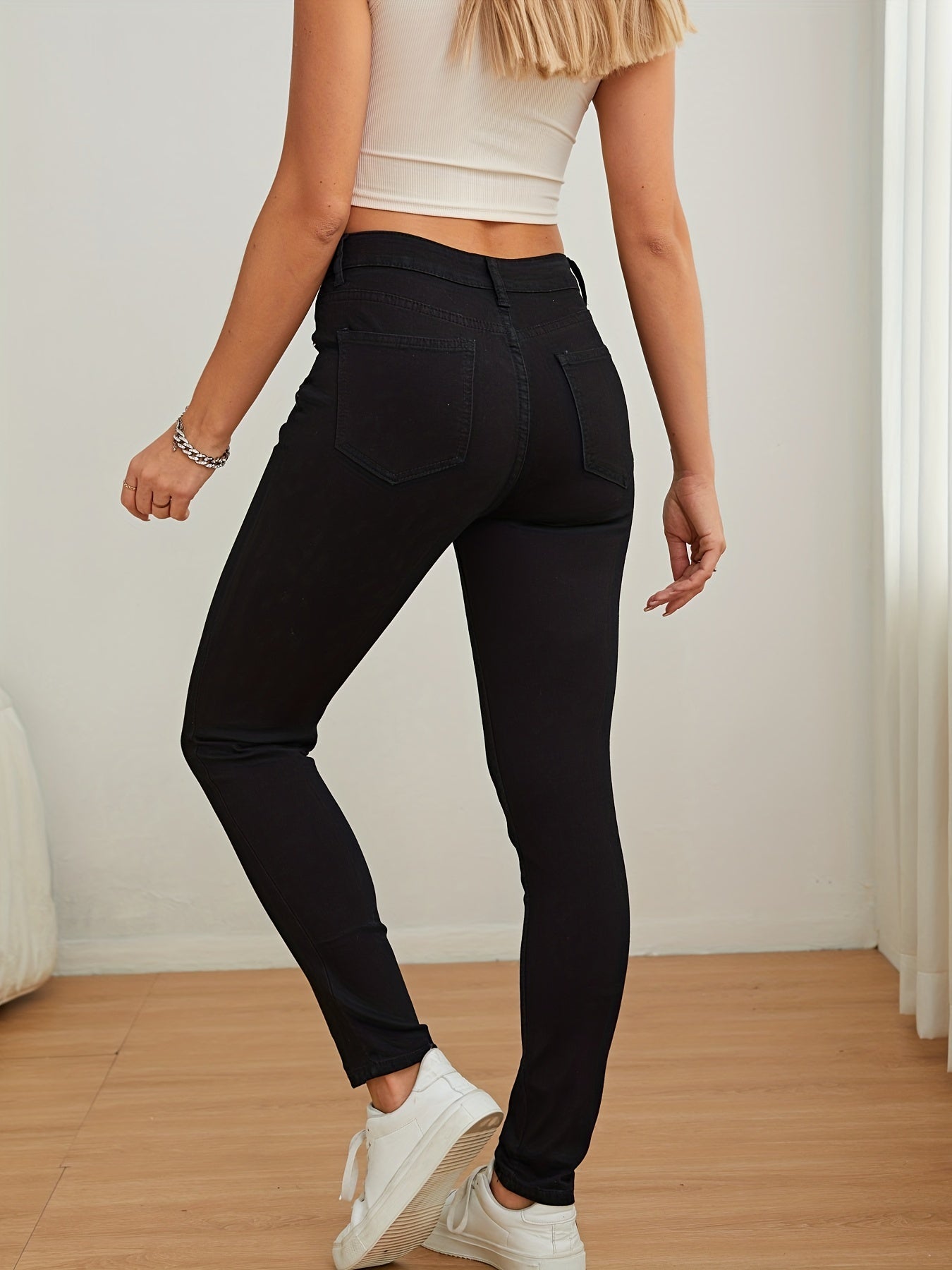 Zwarte skinny jeans - high-waisted dames denim broek