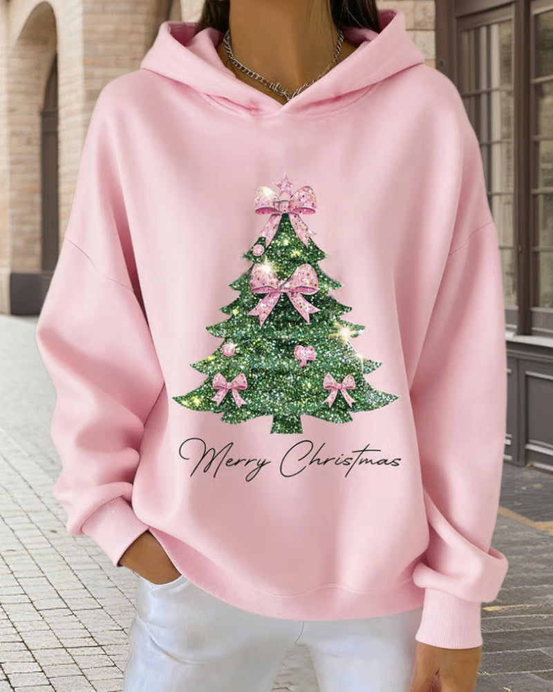 Trui Met Capuchon Casual Kerstprint
