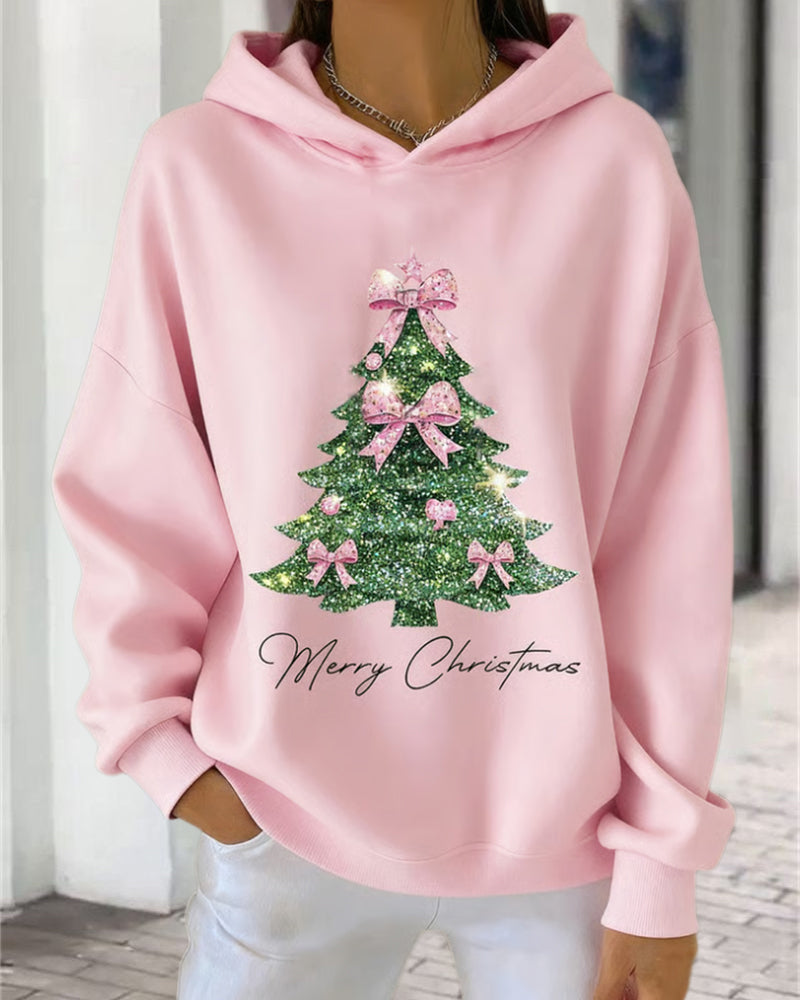 Trui Met Capuchon Casual Kerstprint