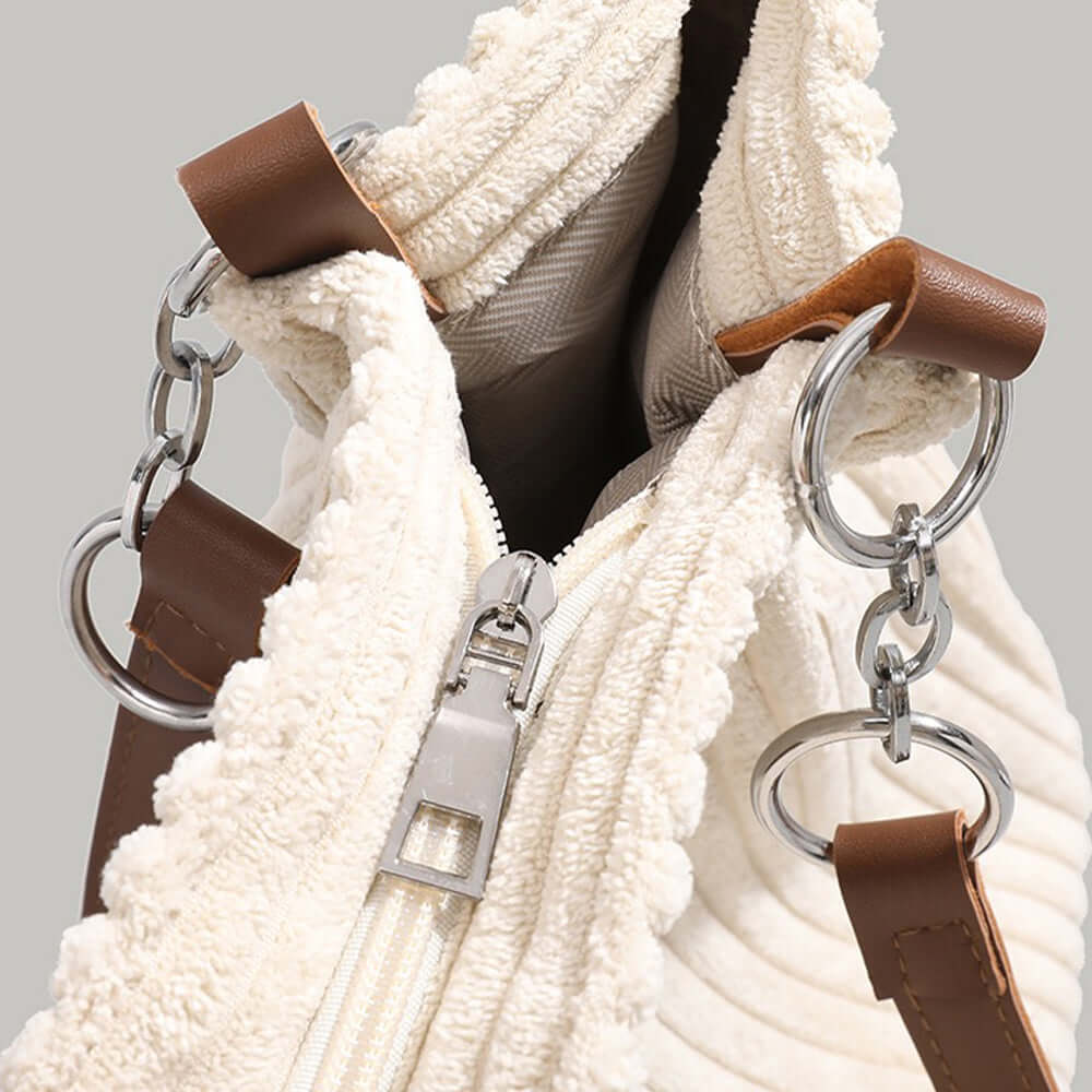 Dames geribbelde tote bag - stijlvolle schoudertas met verstelbare band voor elke dag