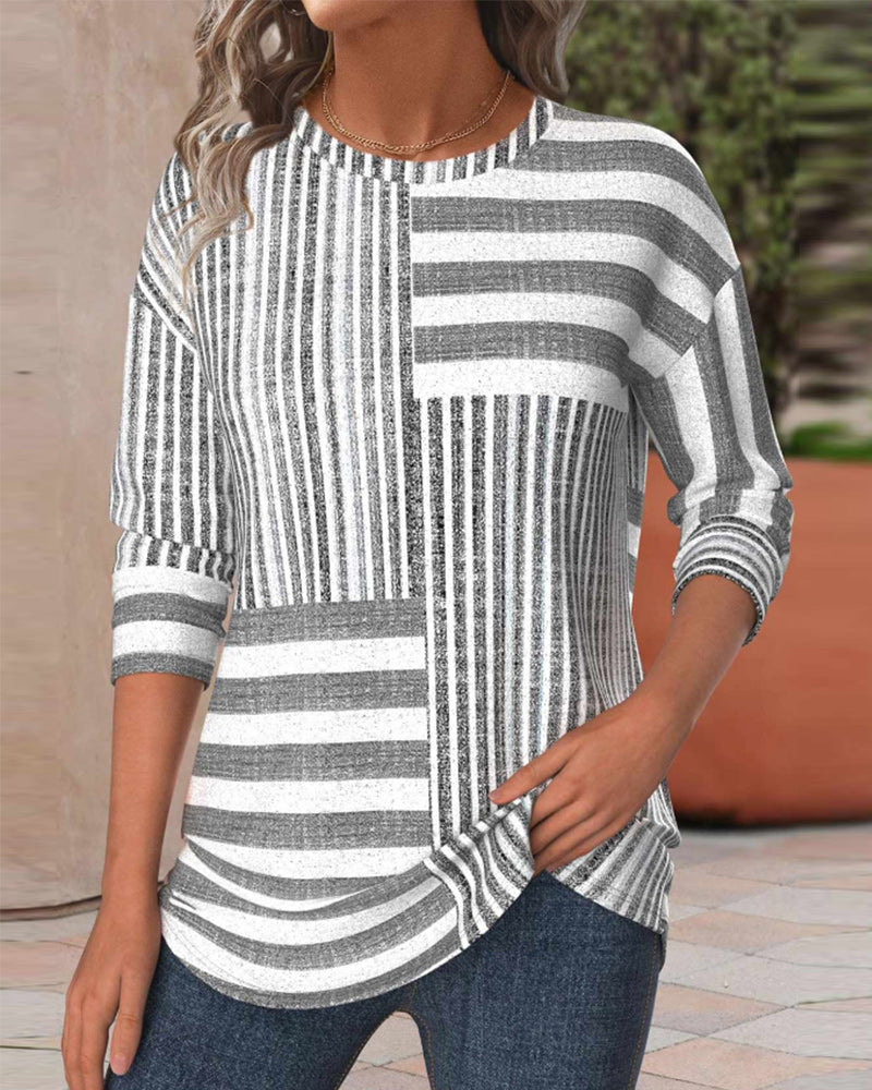 Casual gestreepte top met print