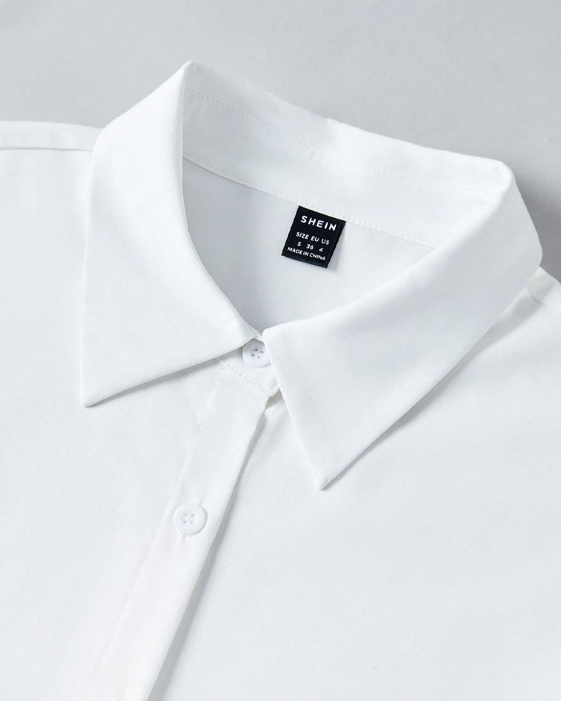 Effen overhemd met revers en ruches