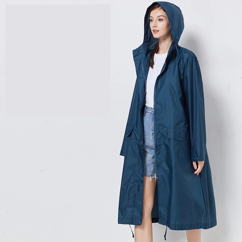 Waterdichte regenjas - lange damesjacket met capuchon