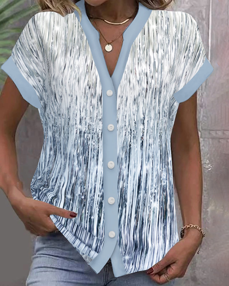 Shirt Casual Opstaande Kraag Met Structuurprint