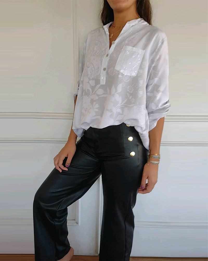 Elegante top in effen kleur met knoopzakje