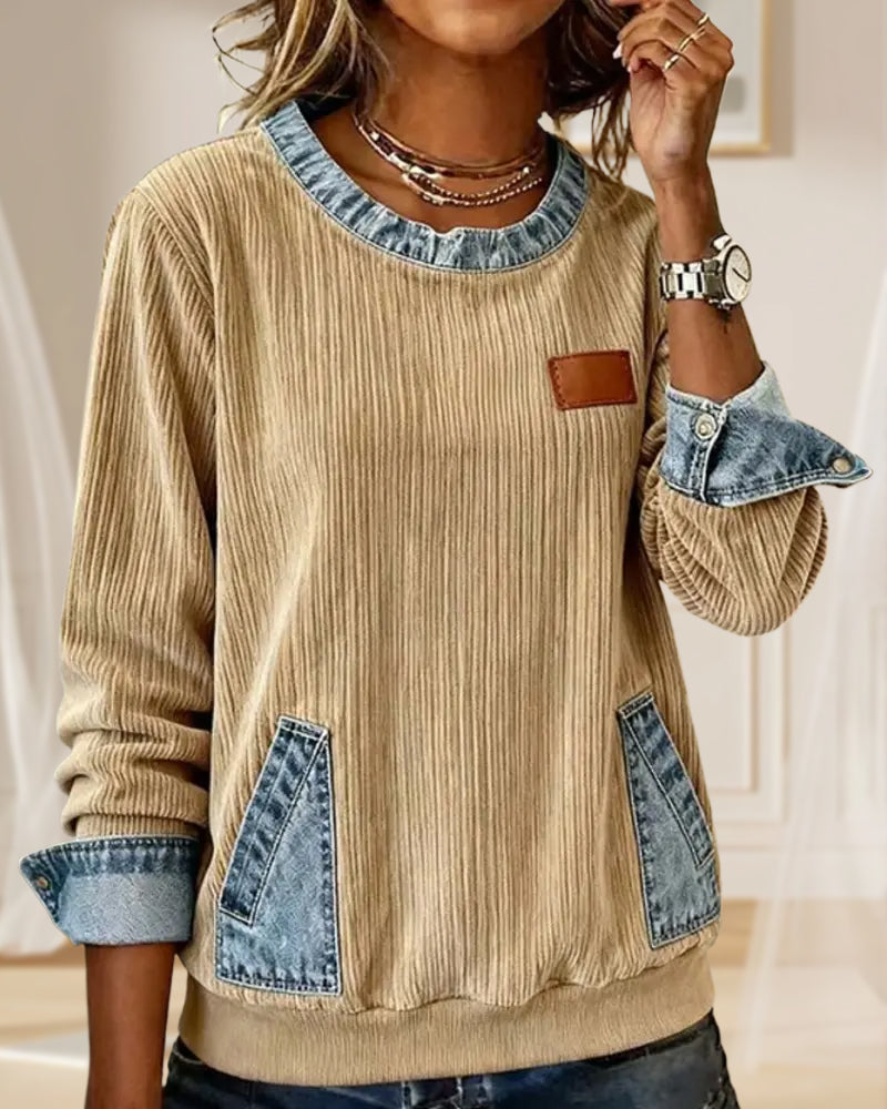 Sweatshirt casual lange mouwen denim zak