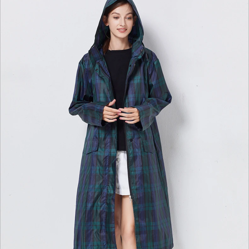 Waterdichte regenjas - lange damesjacket met capuchon