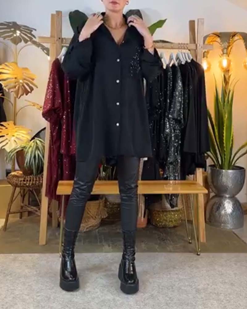 Shirt casual los temperament zak pailletten