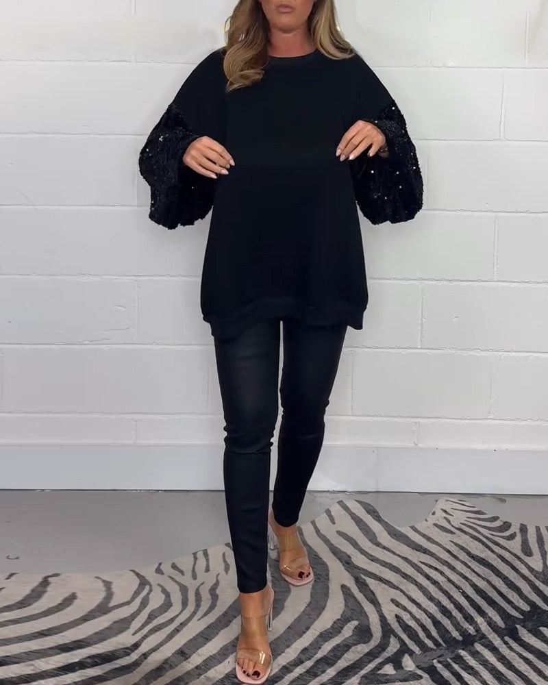 Casual sweatshirt met ronde hals en lange mouwen