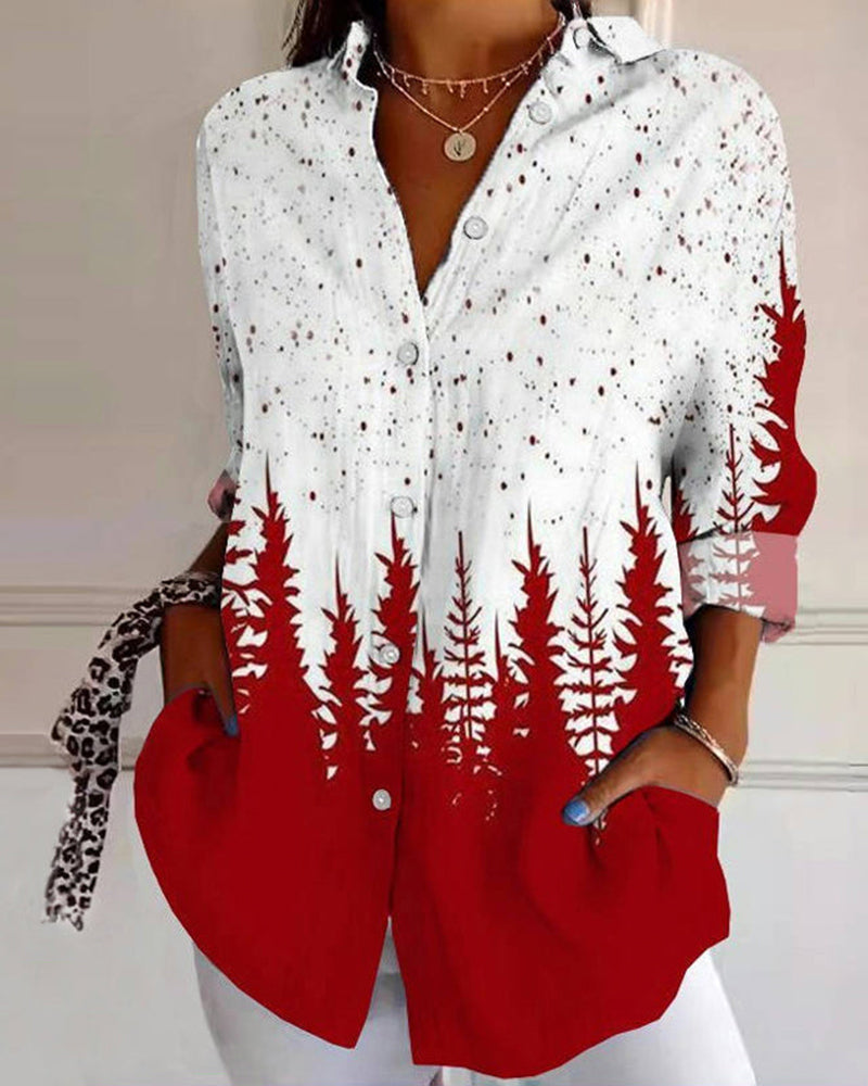 Overhemd casual revers button-down bedrukt