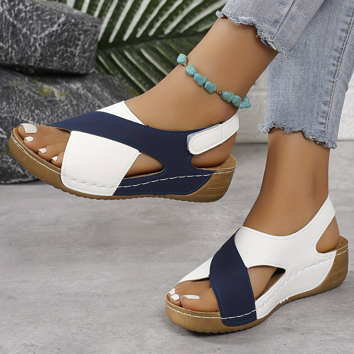 Dames wedge sandalen met orthopedische ondersteuning - casual instappers voor dagelijkse uitjes