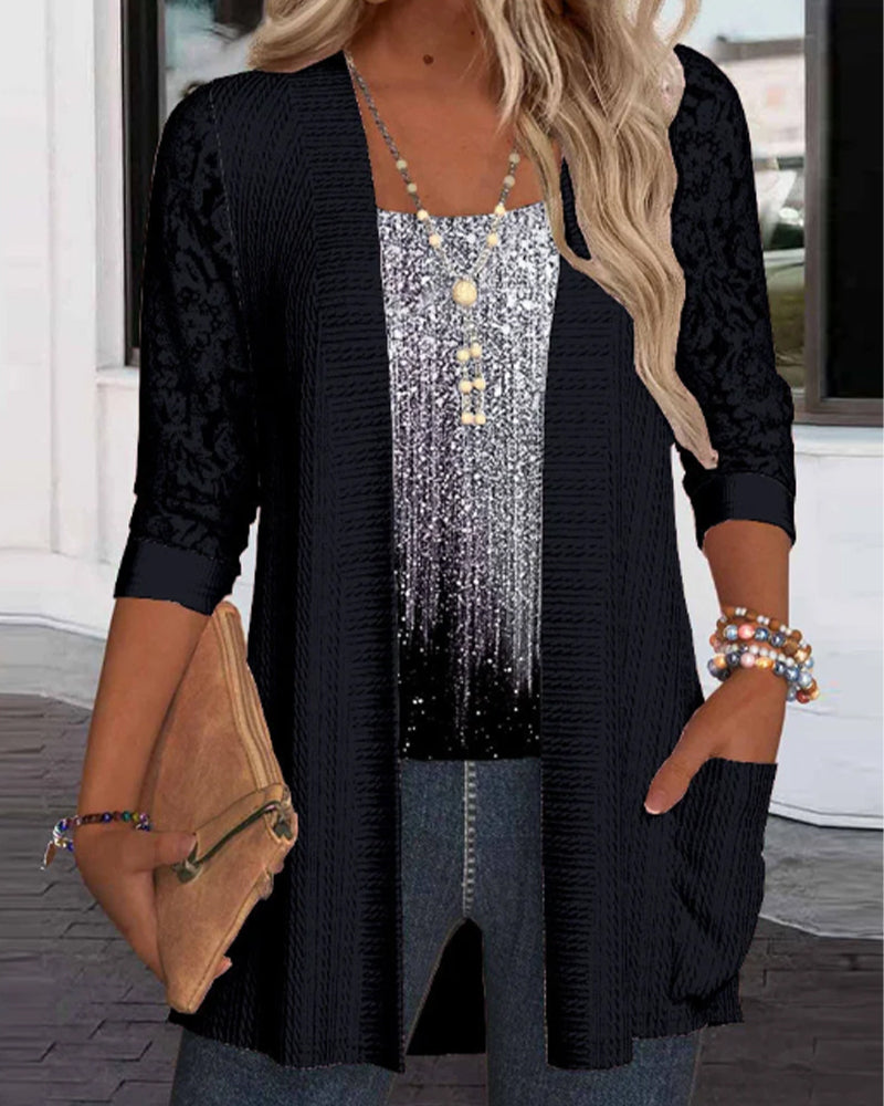 Modieuze Top In Nep-Tweedelig Ontwerp