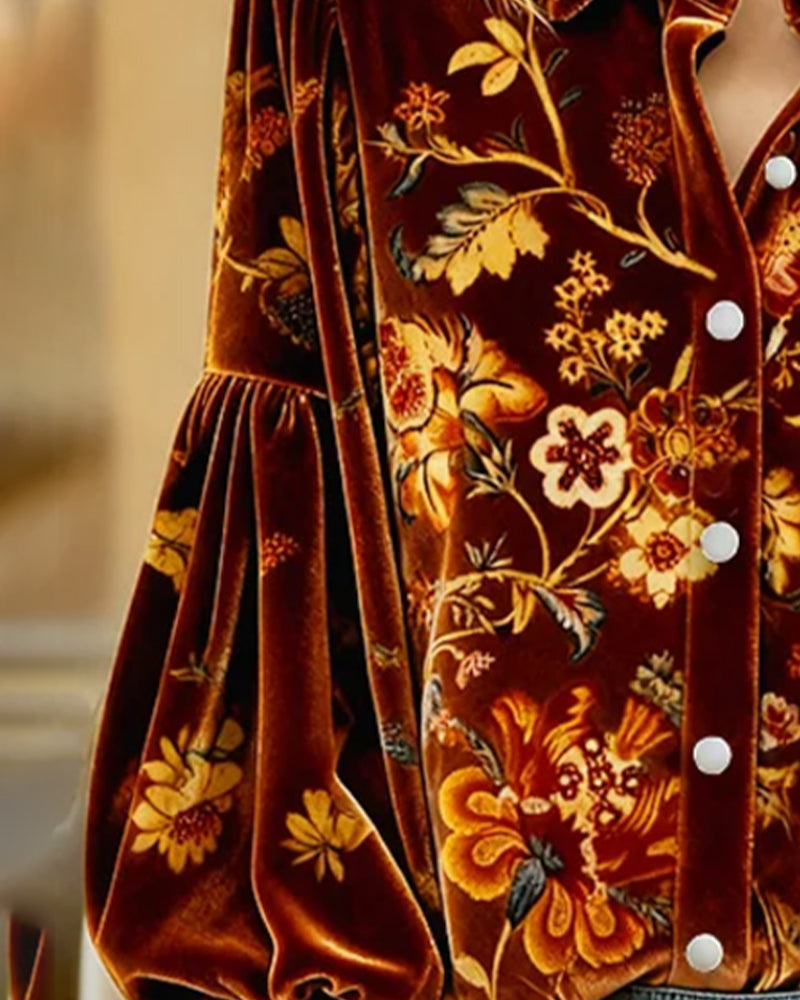 Geprinte Blouse Met Lantaarnmouwen