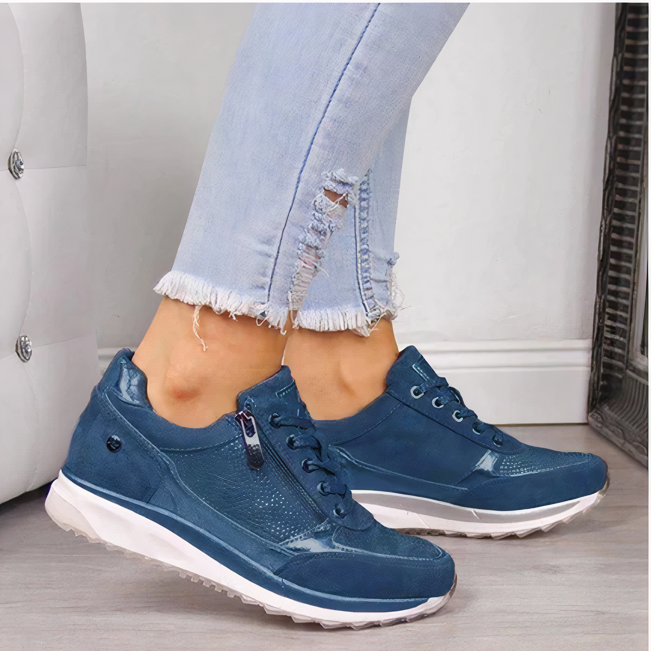 Dames sneakers - stijlvolle grijze casual schoenen voor elke gelegenheid