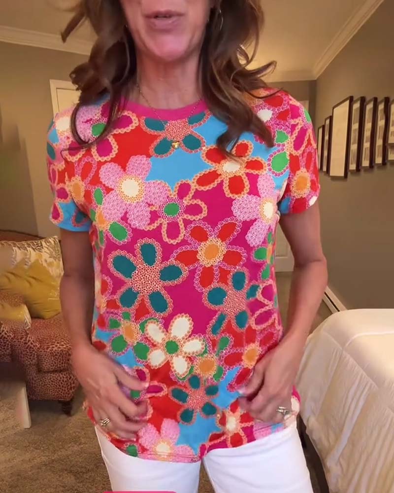 T-Shirt Slim Fit Korte Mouw Geprint