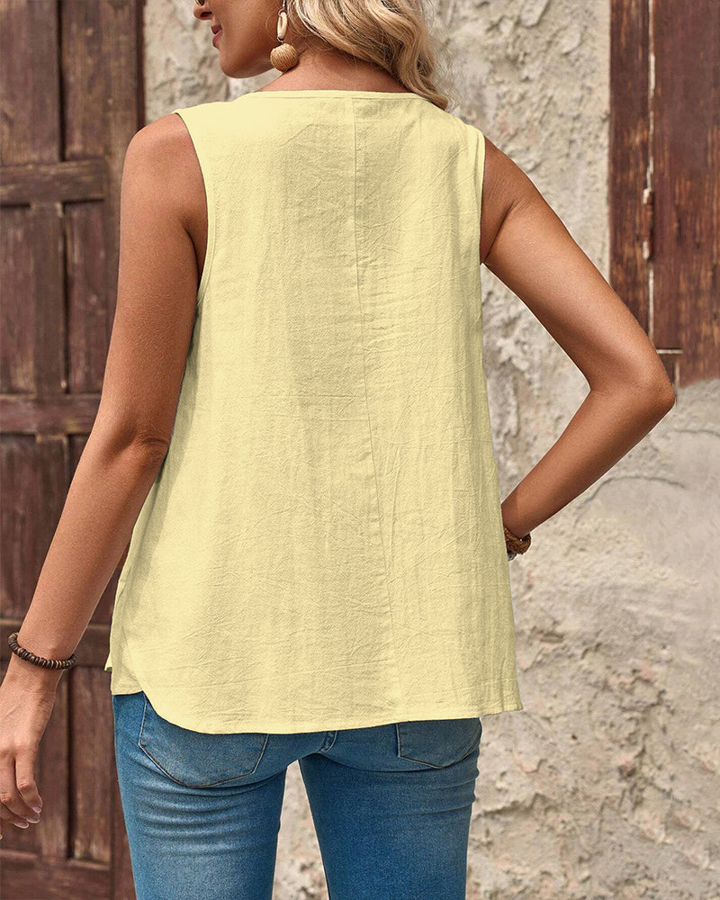 Tank Top Mouwloos Eenvoudig Bedrukt