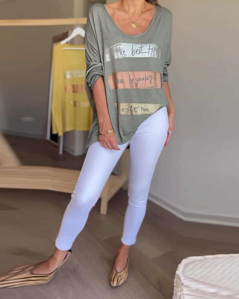 Top met ronde hals en lange mouwen