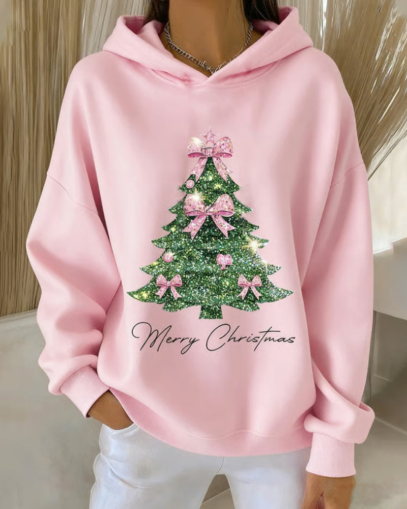 Trui Met Capuchon Casual Kerstprint
