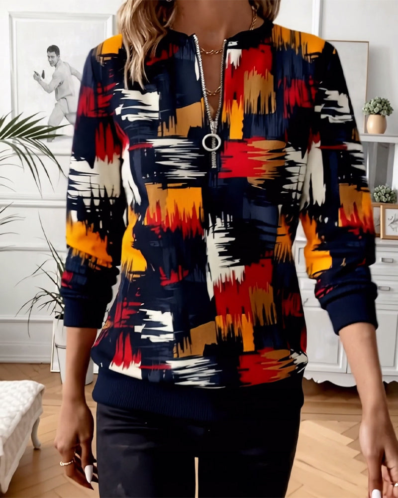 Sweatshirt casual rits bedrukte mode pullover