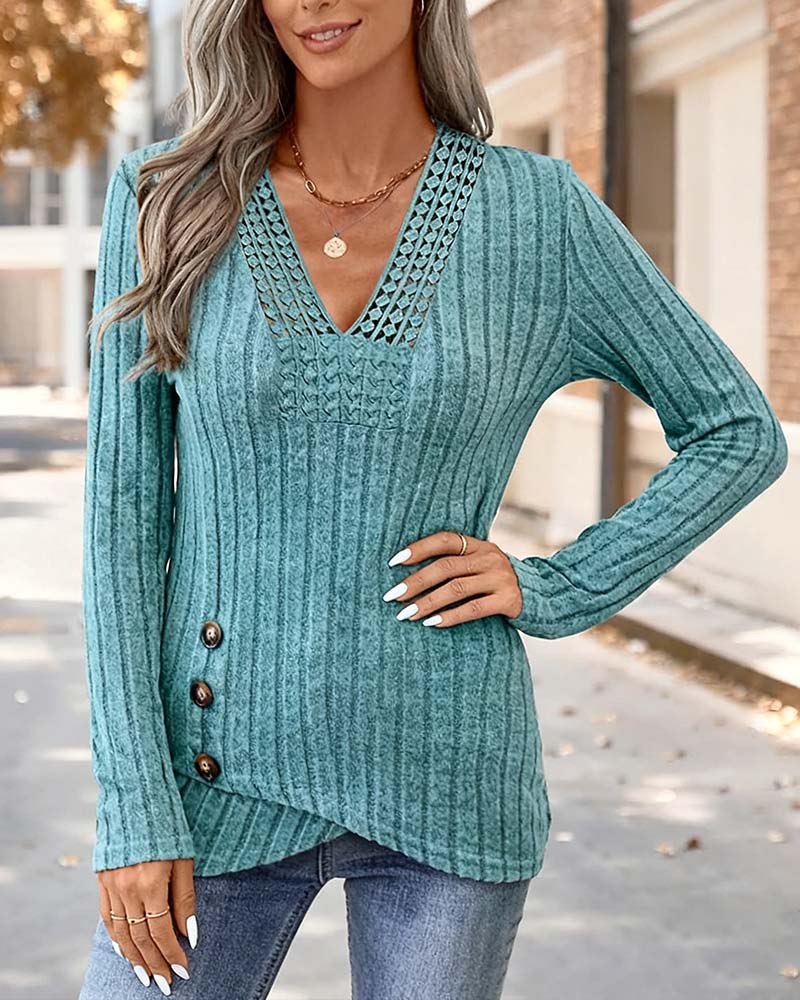 Top casual v-hals effen kleur