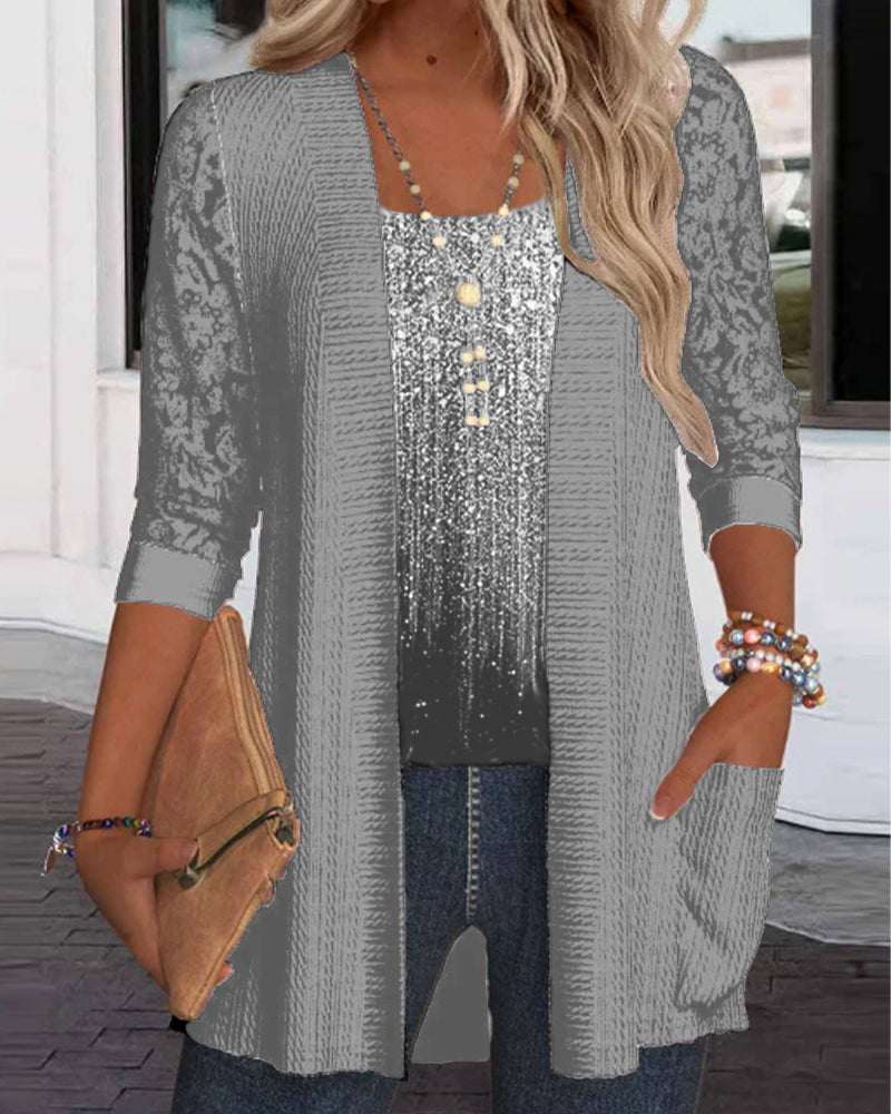 Modieuze Top In Nep-Tweedelig Ontwerp