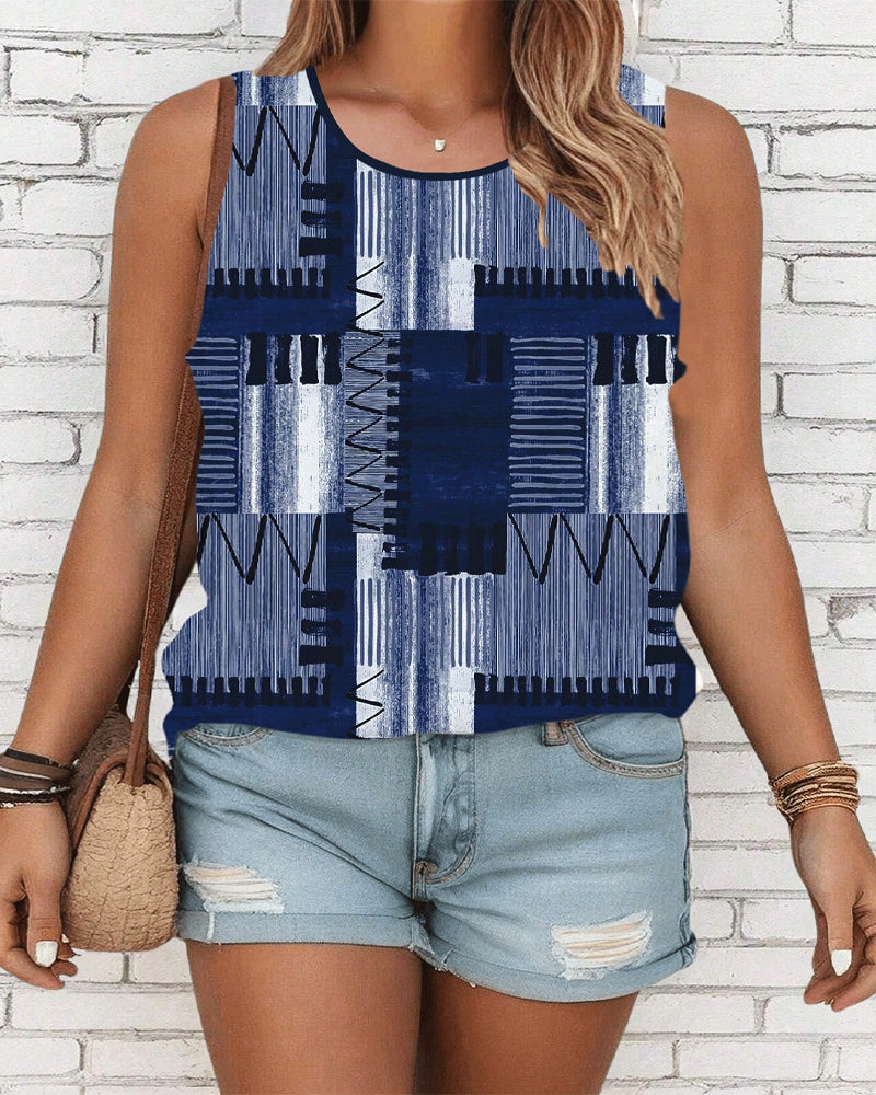 Top Zonder Mouwen Vintage Print