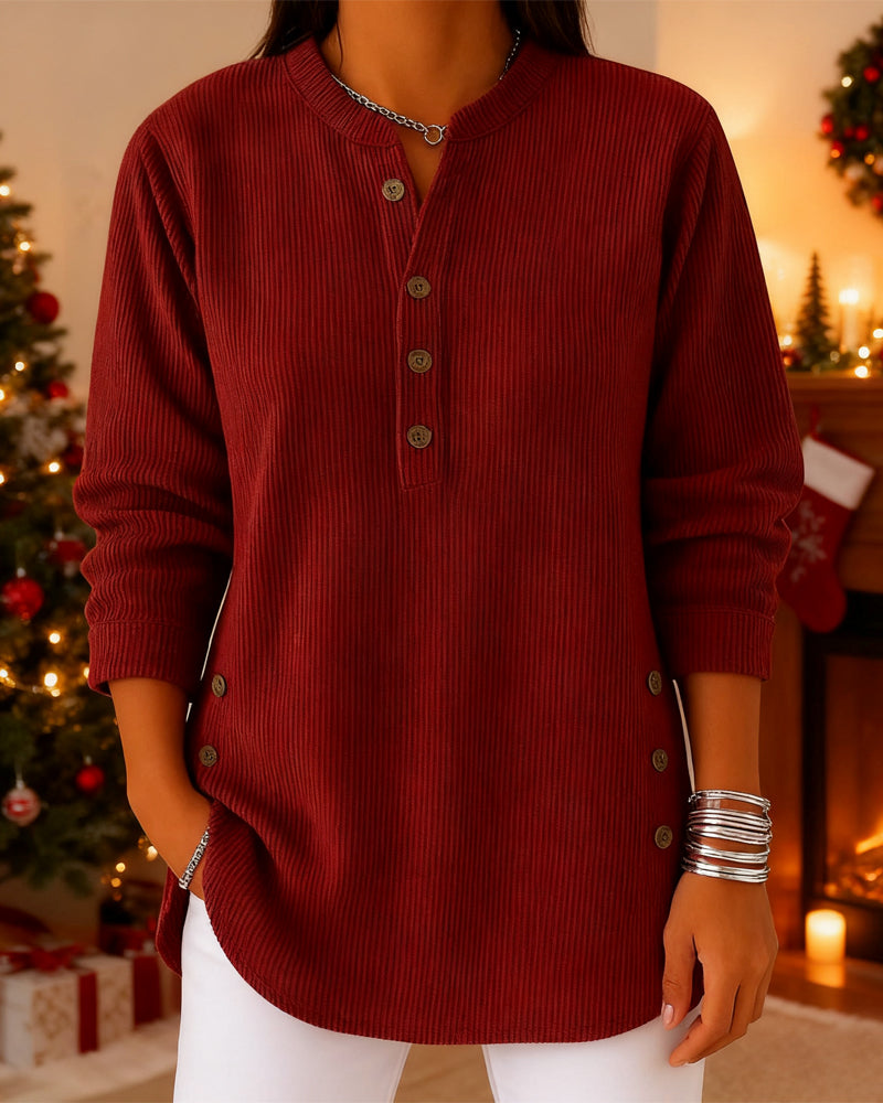 Top Stijlvol Lange Mouw Knoopsluiting