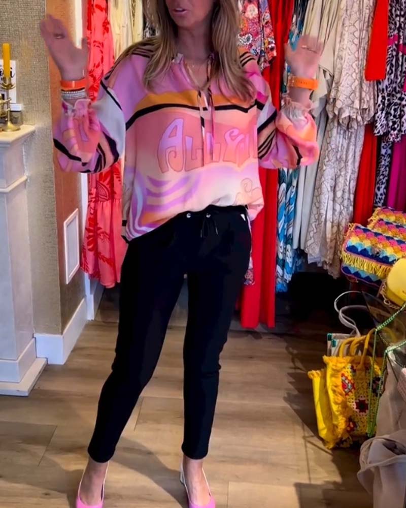 Casual top met contrasterende ophanging