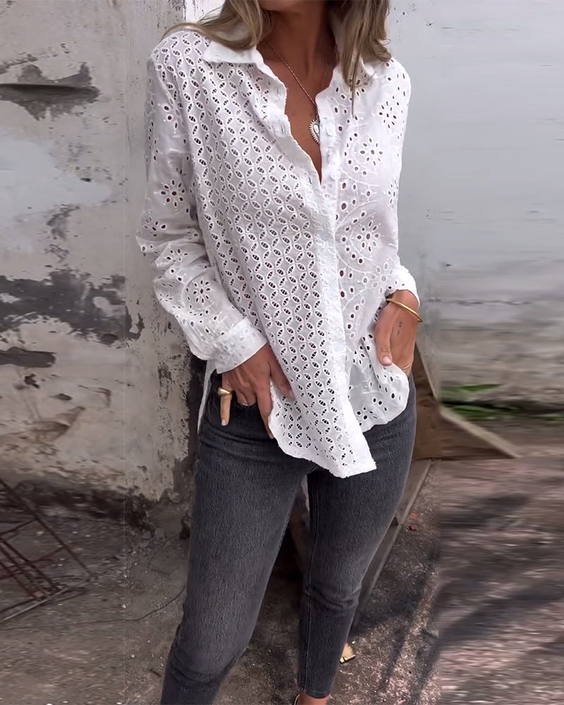 Shirt Lange Mouwen Revers Uitsnede