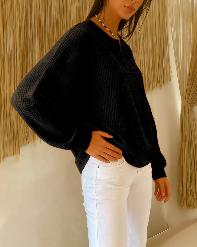 Modieus Casual Langmouwig Sweatshirt In Effen Kleur