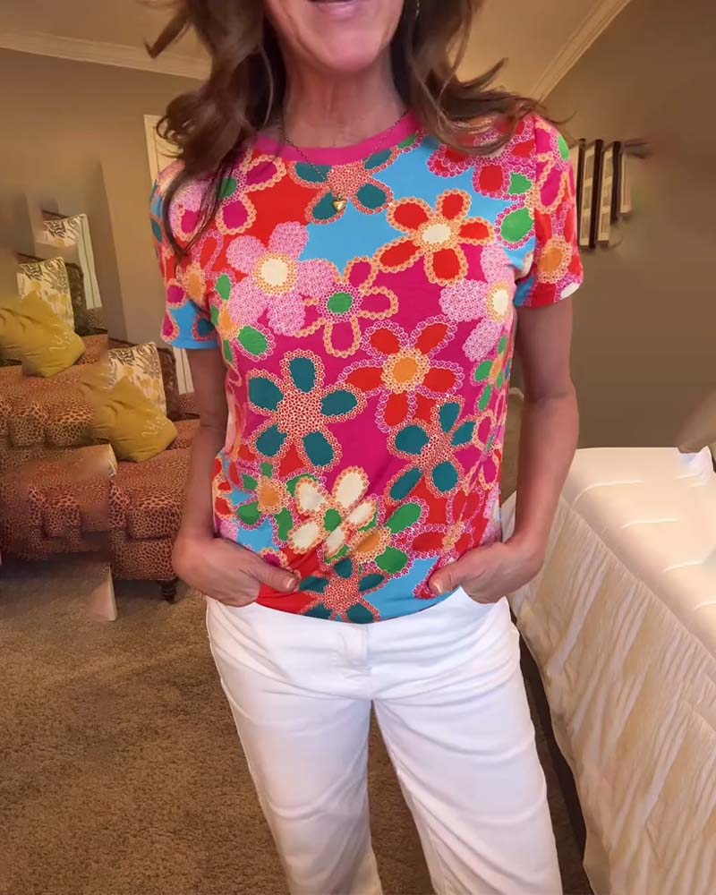 T-Shirt Slim Fit Korte Mouw Geprint