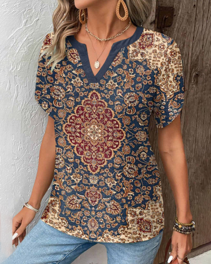 Top met korte mouwen en retrostijl