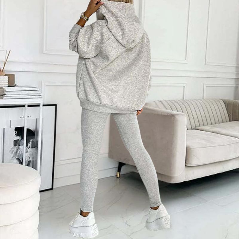Dames loungewear set - gezellige hoodie en leggings van zachte stof voor relaxed thuisgebruik