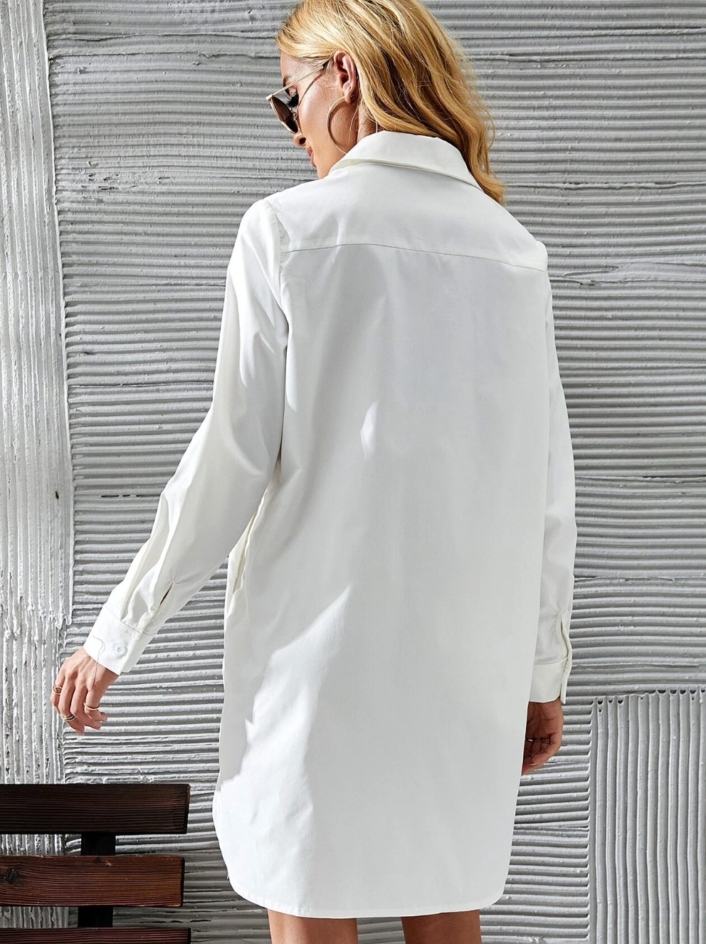 Witte lange overhemd jurk