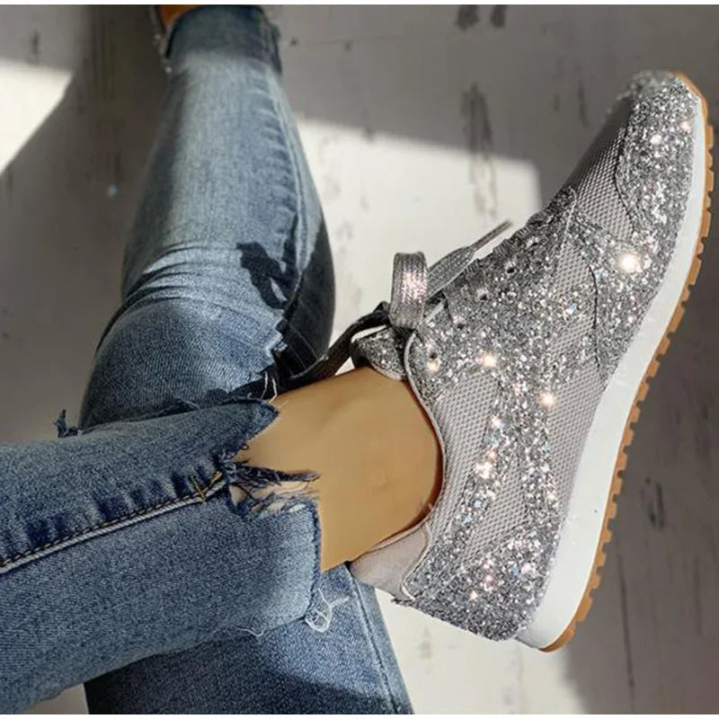 Dames sparkling sneakers - trendy en gezellige sportschoenen