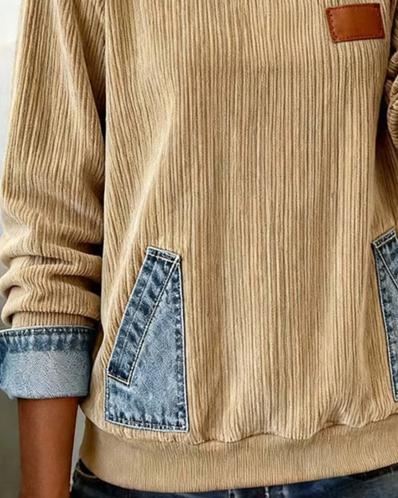 Sweatshirt casual lange mouwen denim zak