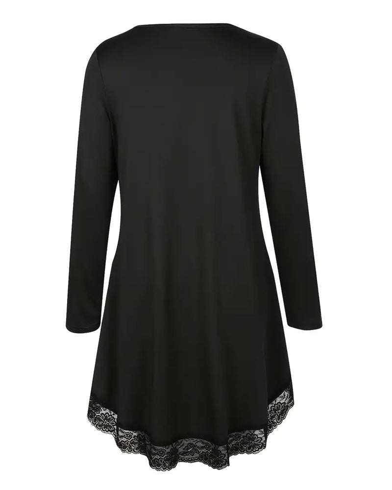 Onregelmatige Lange Mouwen Top Met Mesh-Patchwork