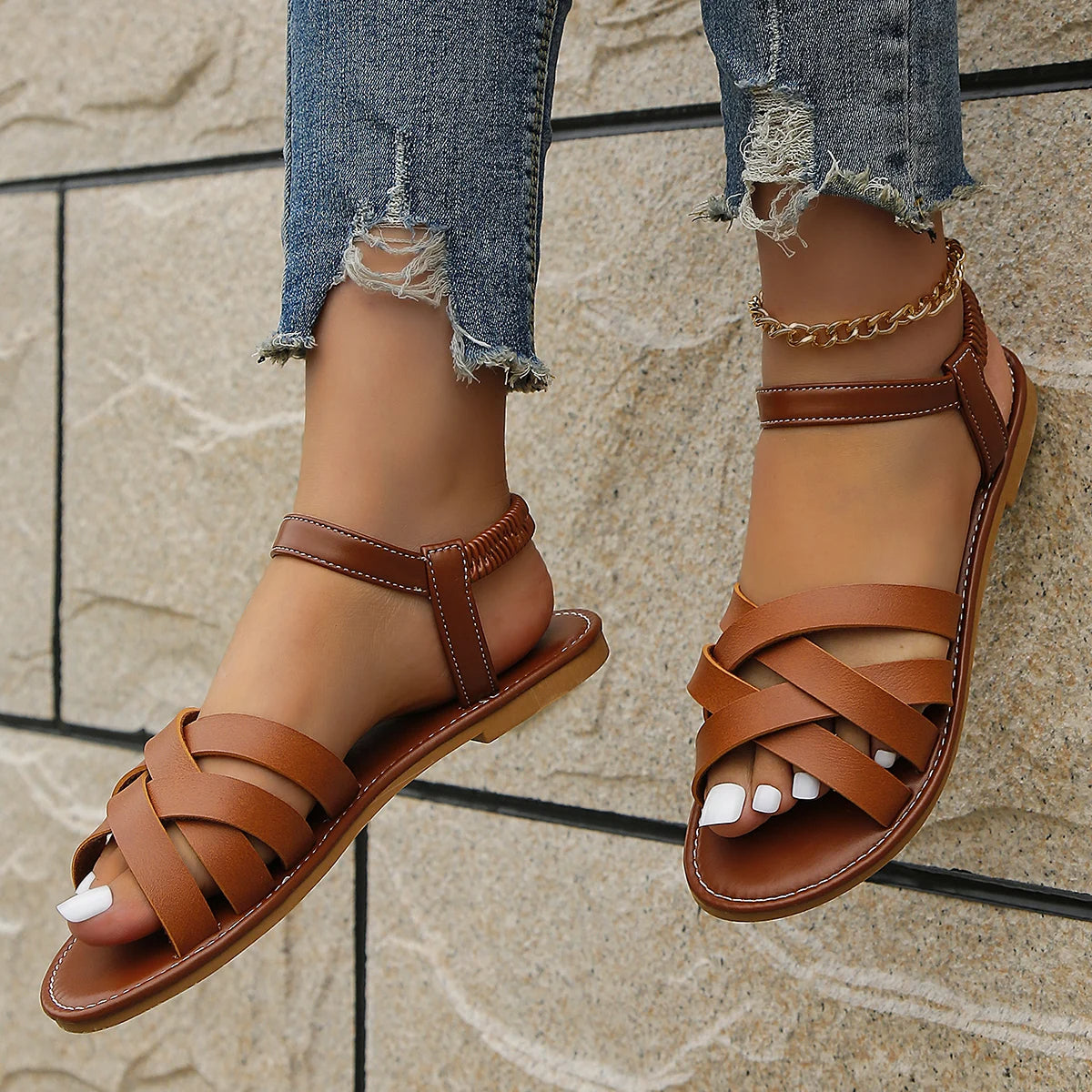 Dames platte strappy sandalen - chique zomerfootwear