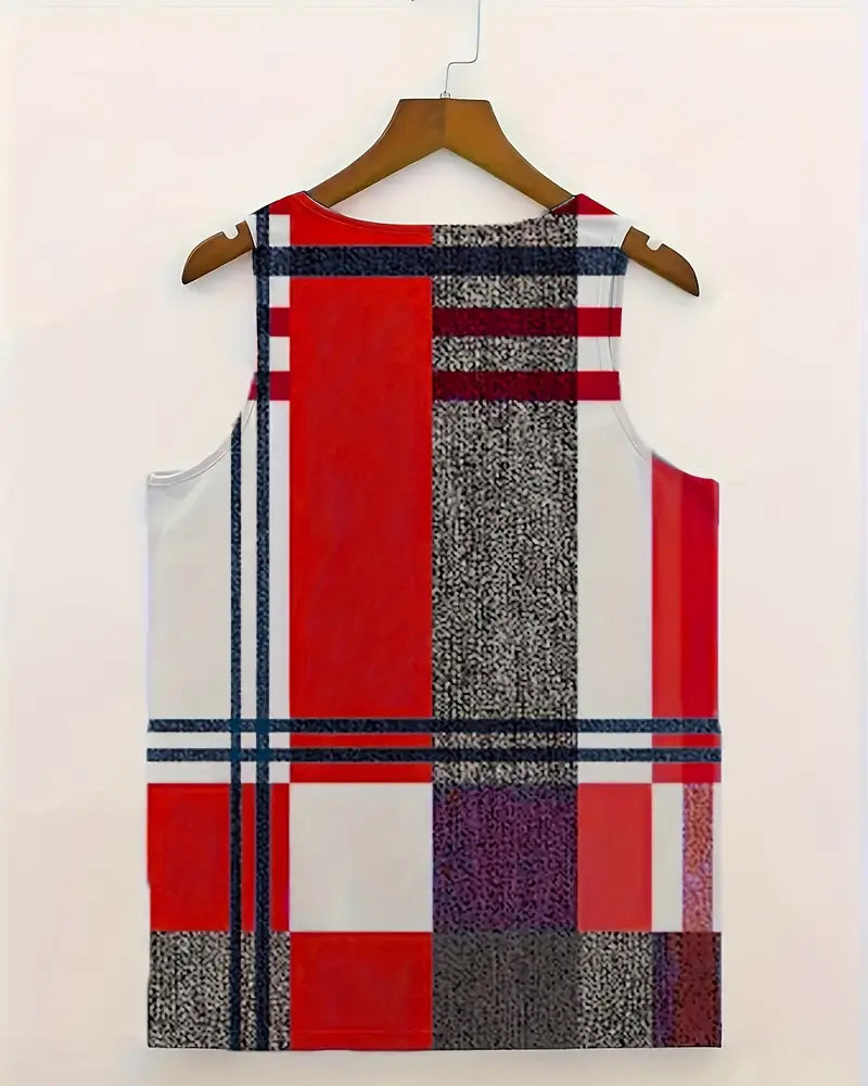 Tanktop Mouwloos Bedrukt Geruit