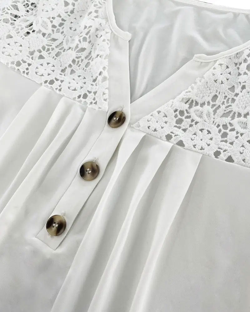 T-Shirt Hol Kant Patchwork Geplooid