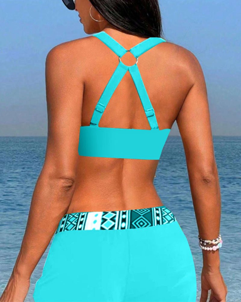 Hoge taille bikini met geometrisch patroon