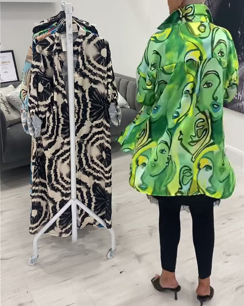 Casual overhemd met revers en gezichtprint