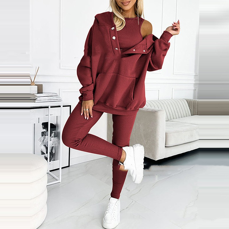 Dames loungewear set - gezellige hoodie en leggings van zachte stof voor relaxed thuisgebruik