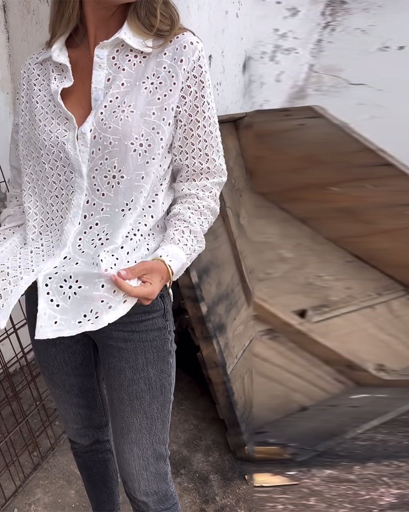 Shirt Lange Mouwen Revers Uitsnede