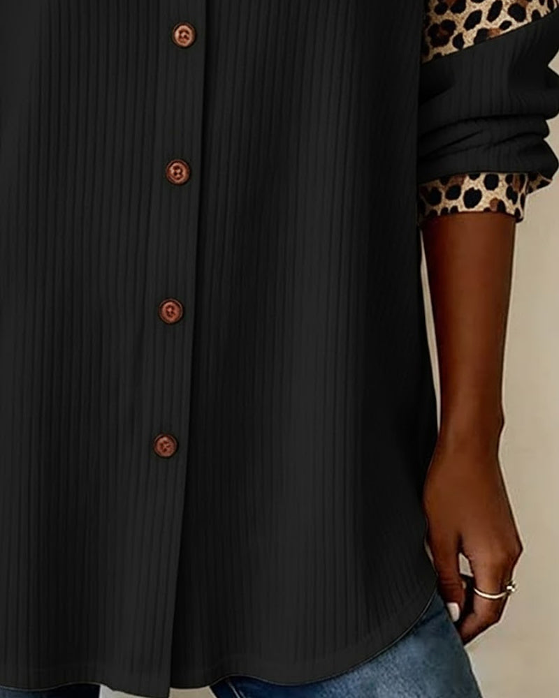 Overhemd Revers Knoopsluiting Luipaardprint