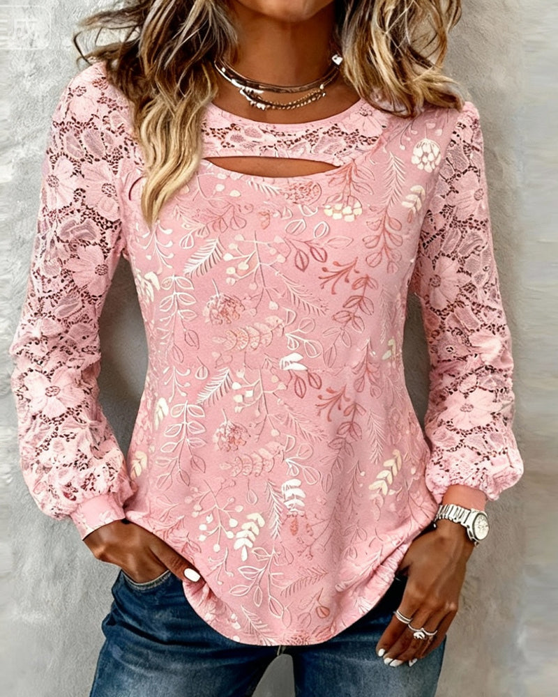 Modieuze Blouse Met Uitsparingen En Patchworkdetails