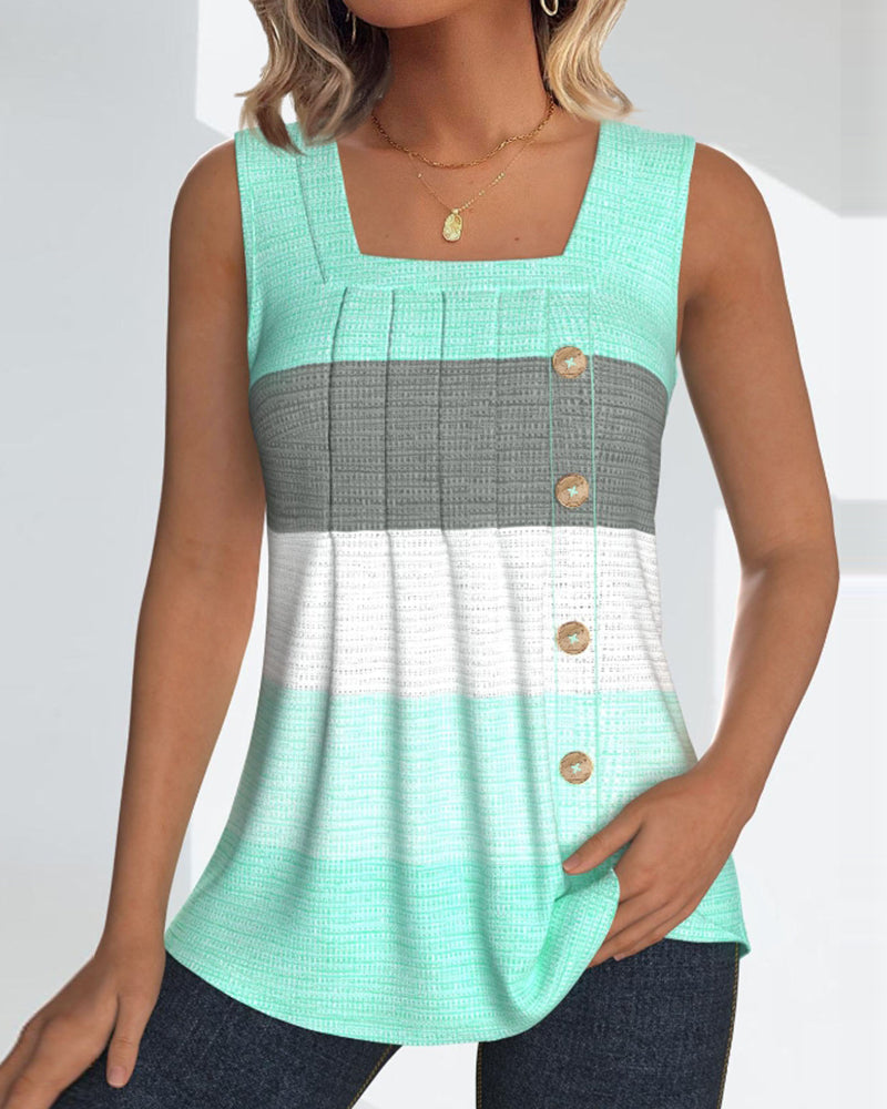 Gestreepte geplooide tanktop met knopen