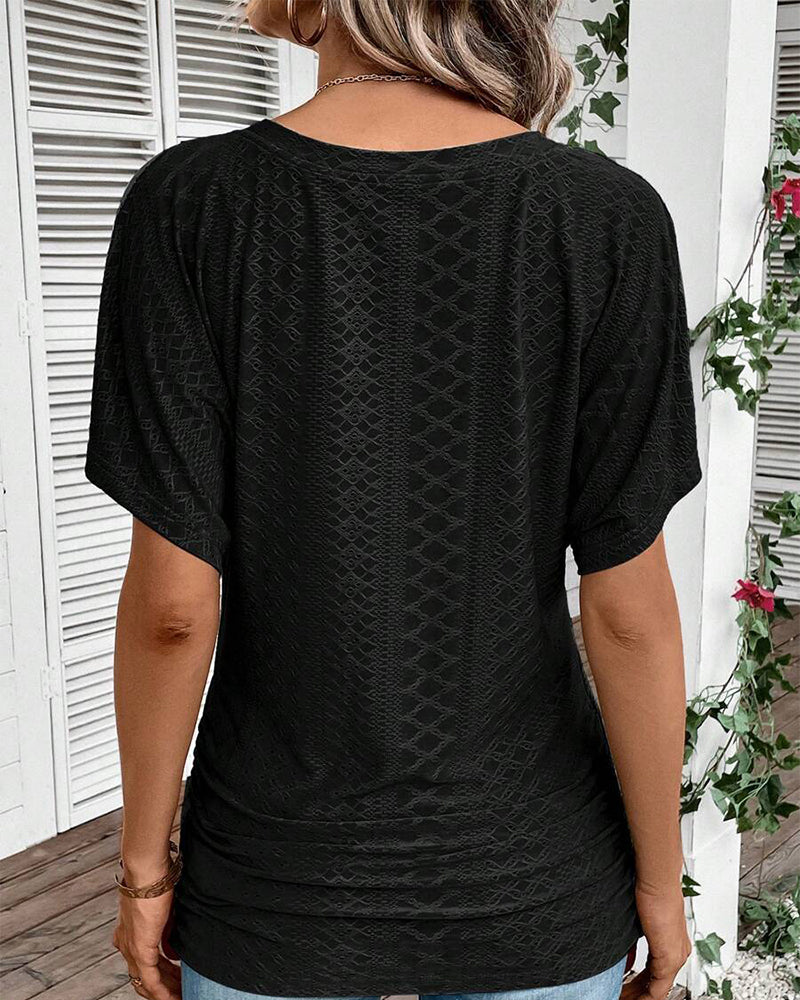 T-shirt V-hals Effen Casual