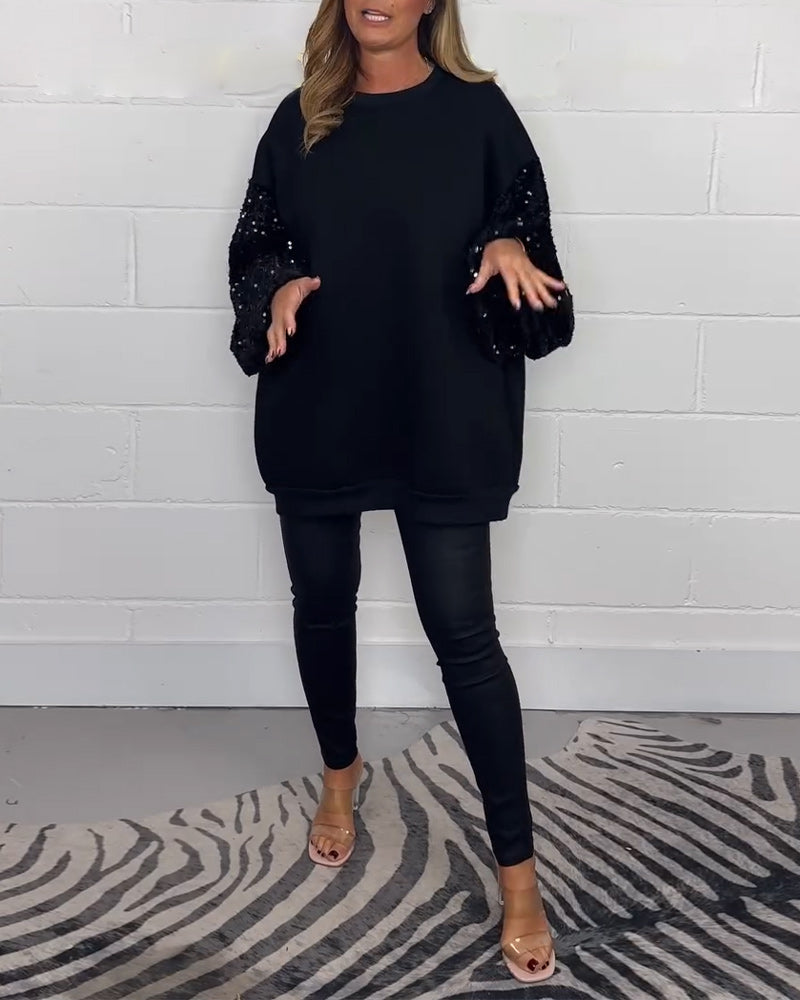 Casual sweatshirt met ronde hals en lange mouwen